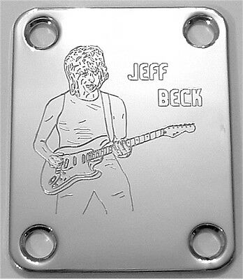 GUITAR NECK PLATE Custom Engraved Etched Fit Fender JEFF BECK - CHROME