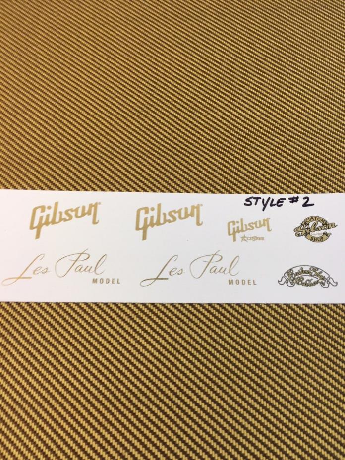 Gibson Les Paul Gold Metallic Waterslide Decal set Style #2 Custom Shops