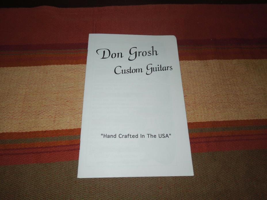 1993 Don Grosh Custom Guitars Full Line Price/Option List 1st Year Production