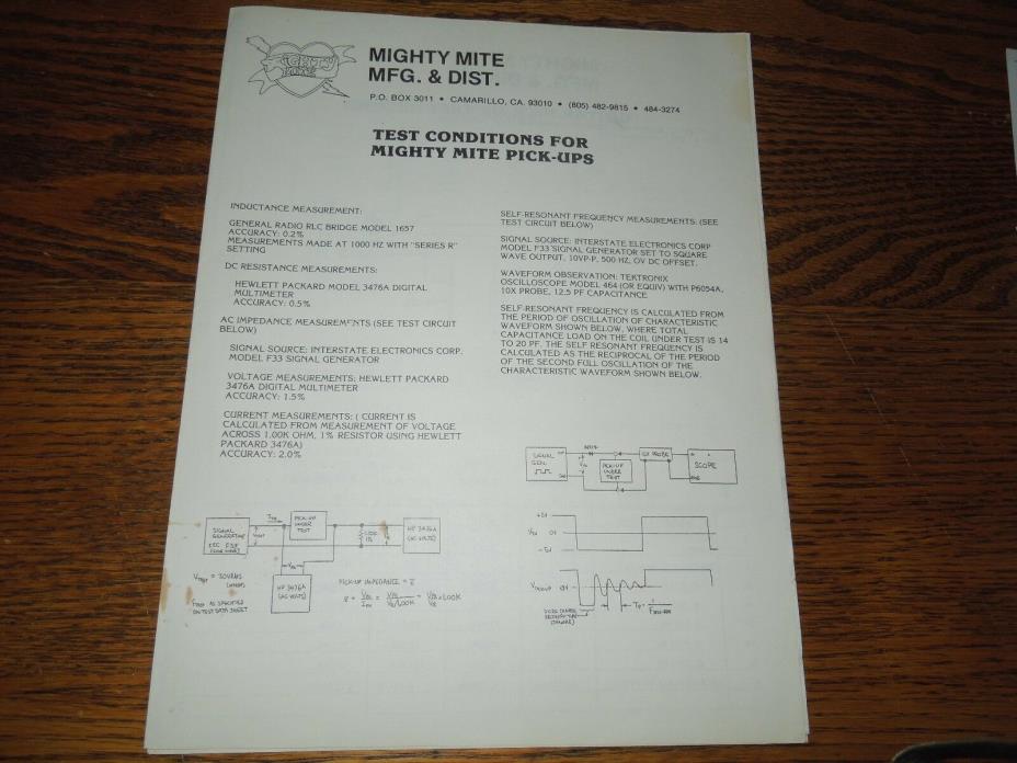 1978 Mighty Mite Test Conditions For Pickups 9-Side Original Factory Publication