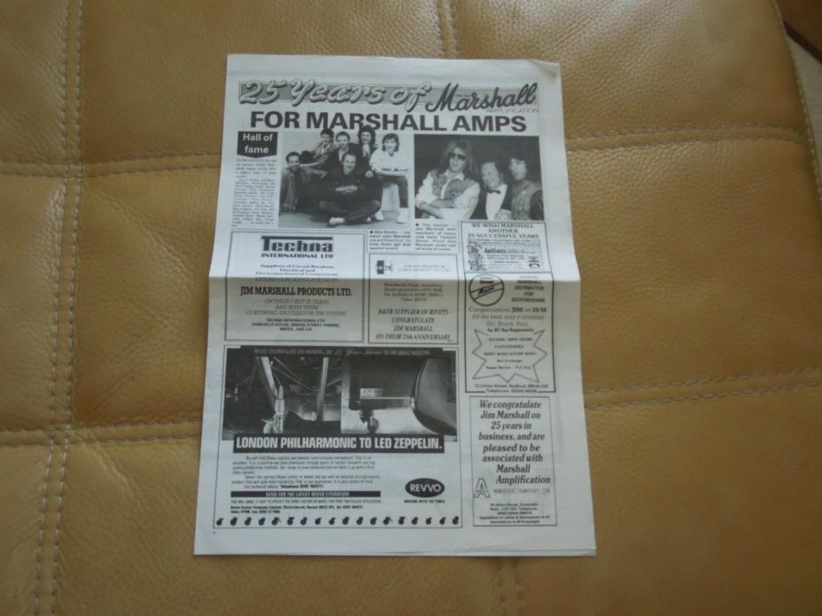 1987 Marshall Amplification 25th Anniversary Celebration Newspaper Nr Mint