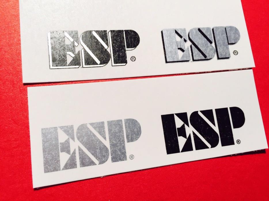 2 ESP Metallic Silver Guitar Watersilde Headstock Decals