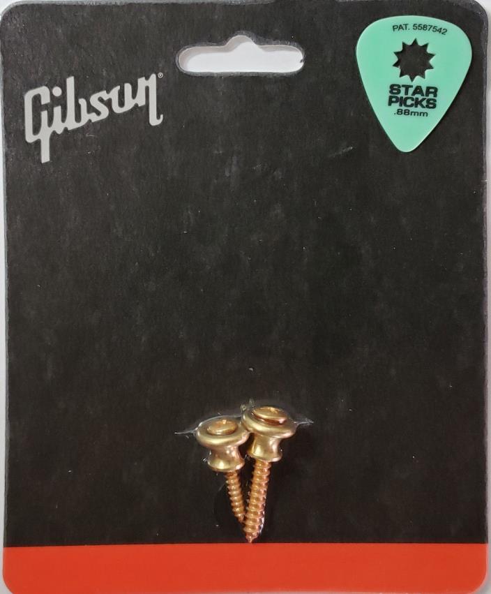 GIBSON Genuine Les Paul Gold Strap Buttons Set w/Bonus Guitar Pick / USA Seller