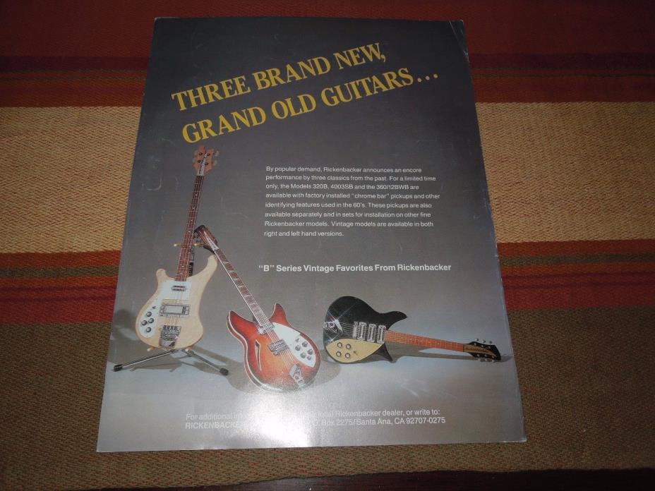 1982 Rickenbacker Color Promo Flyer The Beatles Reissues 320B,4003SB,360/12BWB
