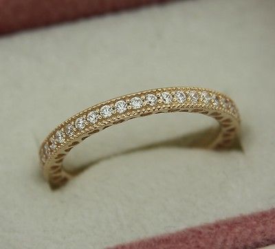 Authentic Pandora 150181CZ-54 Hearts of Pandora CZ Eternity Size 7 14K Gold Ring
