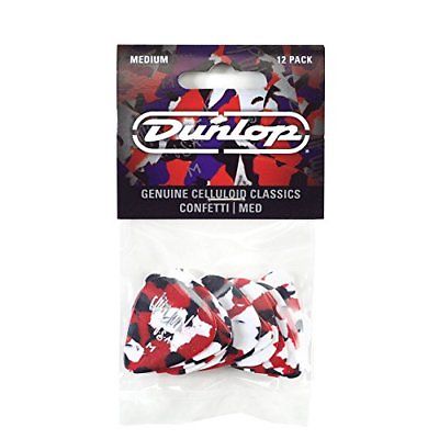 Dunlop 483P06MD Genuine Celluloid, Confetti, Medium, 12/Player's Pack