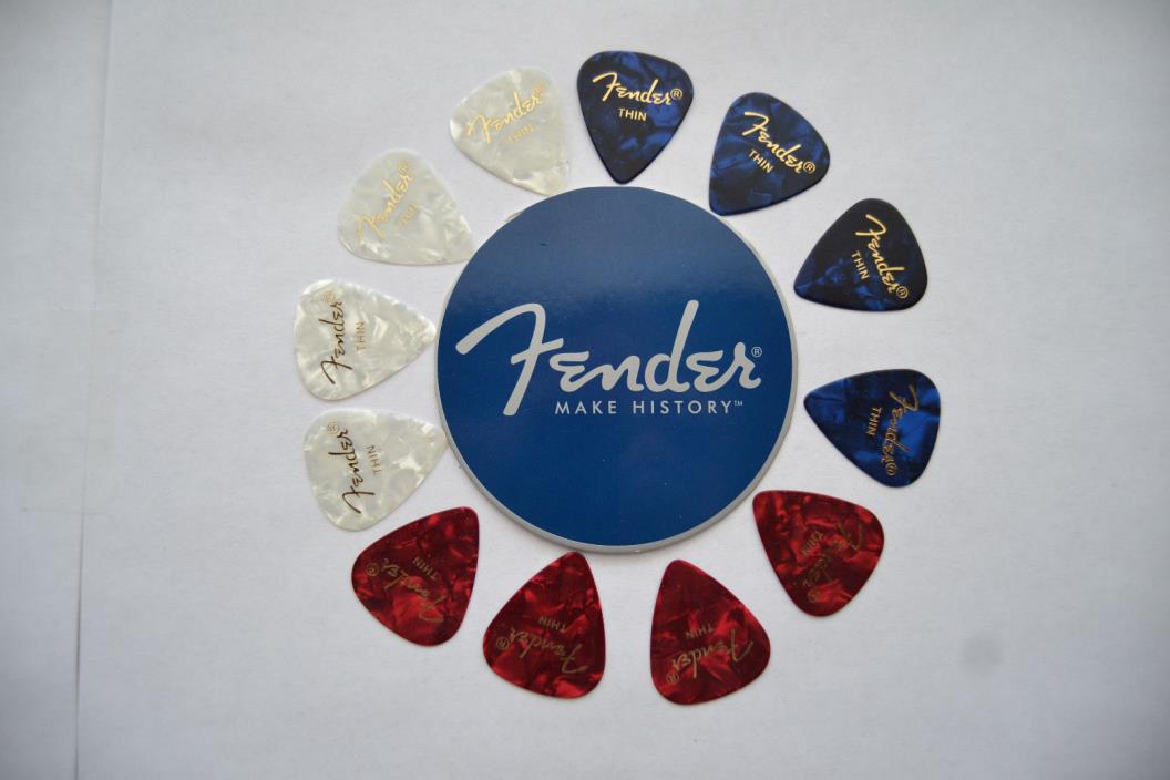 FENDER THIN GUITAR PICKS RED WHITE BLUE MOTO CUSTOM MADE