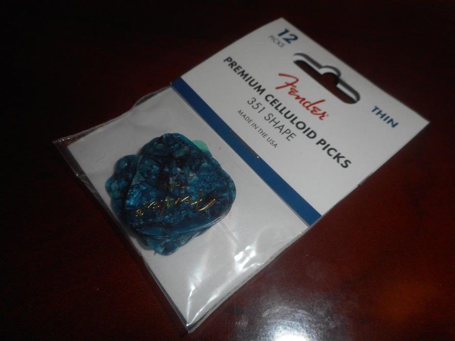 NEW Fender 351 Premium Celluloid Picks (12), Thin, OCEAN TURQOUISE #198-0351-708