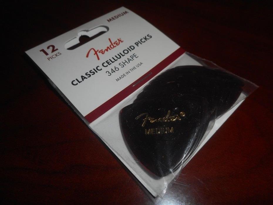 NEW Fender Classic Celluloid 346 Medium Guitar Picks (12) SHELL, 198-0346-800