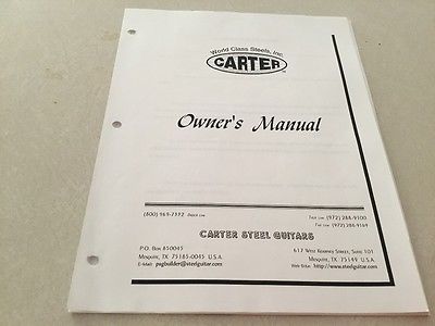 CARTER PEDAL STEEL GUITAR OWNERS MANUAL