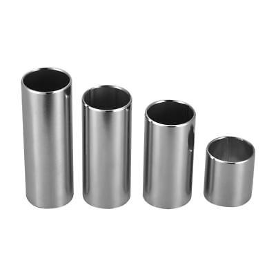 4pcs Stainless Steel Guitar Slides Set Silver Bass Cylinder Tone Slide Bar Metal