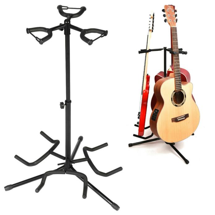 3 Multi Instrument Acoustic Electric Bass Guitar Iron Stand Storage Rack With