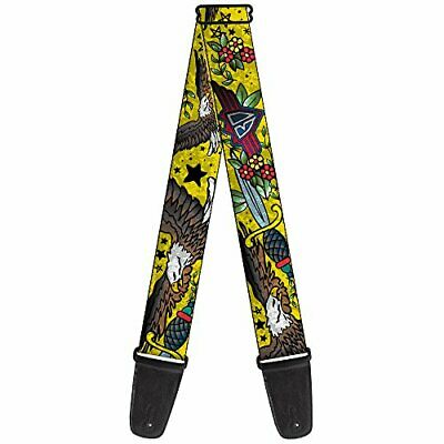 Buckle-Down Guitar Strap Truth & Justice CLOSE-UP Yellow-2