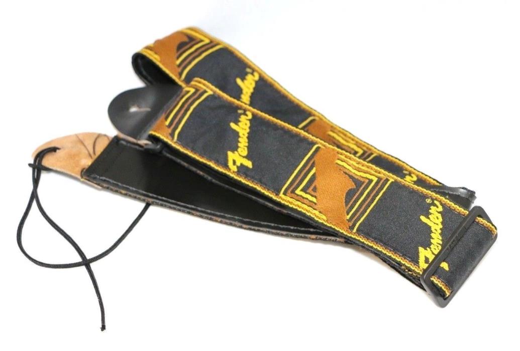 Fender Logo Monogrammed Guitar Strap Black Brown Yellow