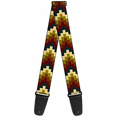 Buckle-Down Guitar Strap - Geometric4 Tan/Blue/Wine/Brown/Olive