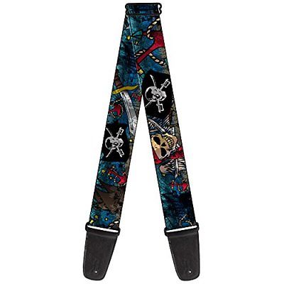 Guitar Strap Dead Men Tell No Tales CLOSE-UP Turquoise 2