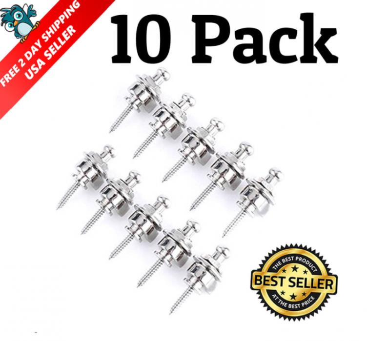 NEW 10pcs Chrome Plated Round Head Guitar Bass Strap Locks Schaller style