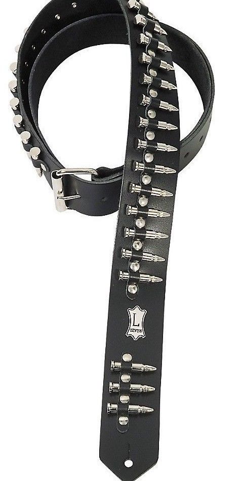 Levy's Leather Guitar Strap With Metal Bullets Adjustable Are You Ready to Rock!