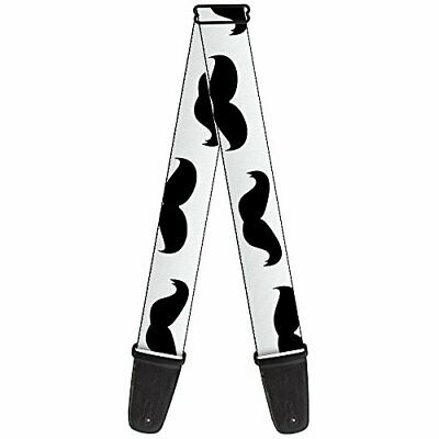 Buckle-Down Guitar Strap - Mustaches White/Black - 2