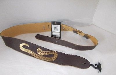 PERRI'S LEATHERS LTD. GUITAR STRAP P25-EBRW-104 Brown w/Embossed Cobra