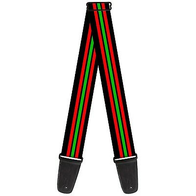 Buckle-Down Guitar Strap - Stripe Trio Black/Red/Green/Black - 2