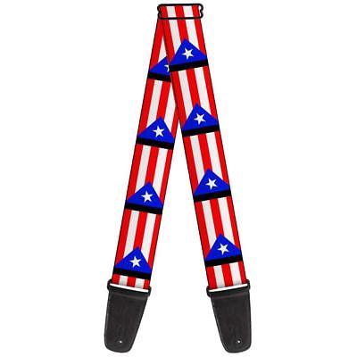 Buckle-Down Guitar Strap - Puerto Rico Flag Repeat/Black - 2