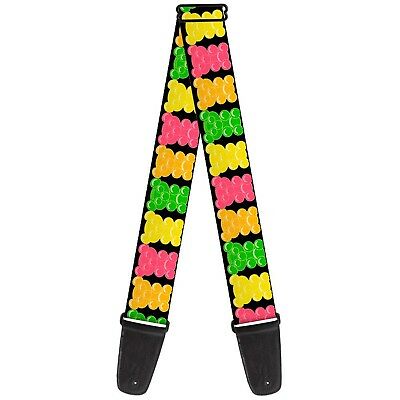 Buckle-Down Guitar Strap - Gummy Bears Cartoon Black/Red/Yellow/Green - 2