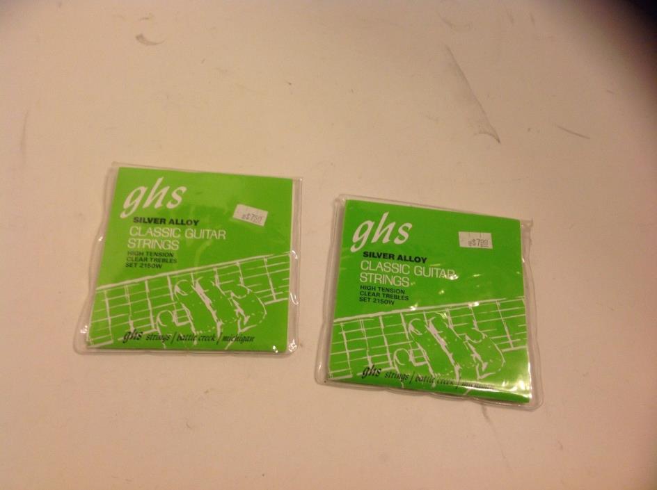 GHS Strings 2150W Tie End Regular, Classical Guitar Strings, High Tension, Silve