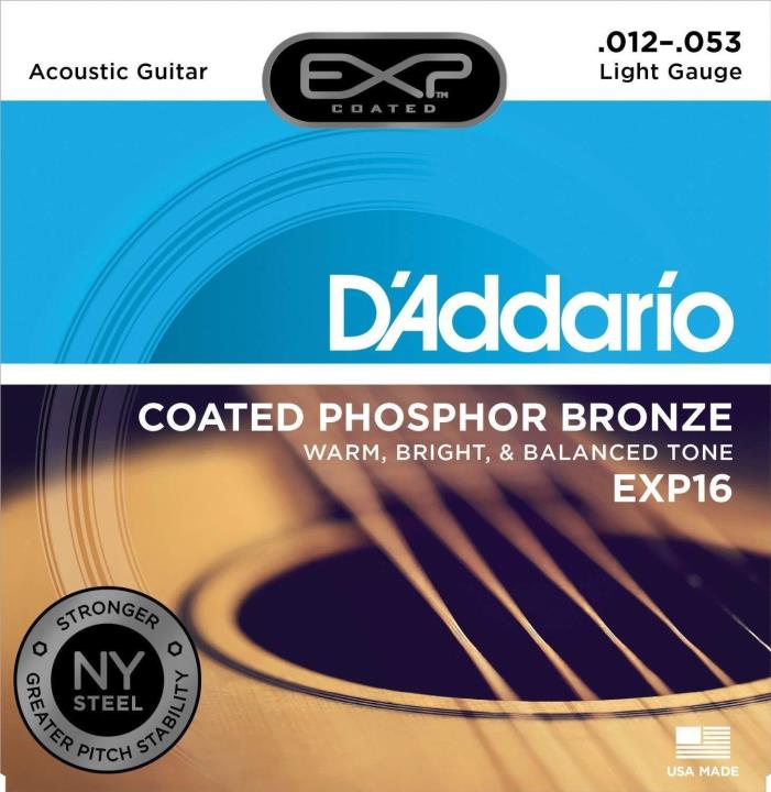 D'Addario EXP16 with NY Steel Acoustic Guitar Strings, Coated UPC 0019954934965