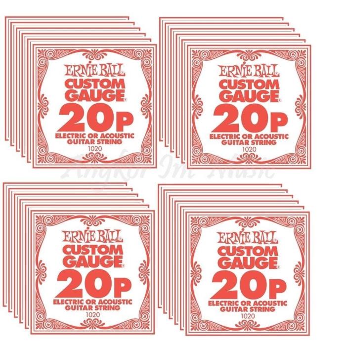 ERINE BALL 20P ELECTRIC OR ACOUSTIC GUITAR STRINGS 6 INDIVIDUAL  SINGLE .20P