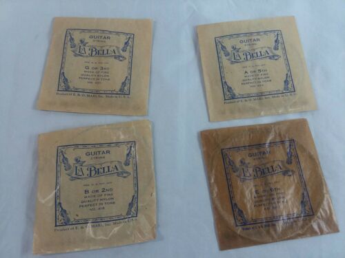 4 Pk Vintage La Bella Nylon Acoustic Guitar String #'s 418 420 424 426