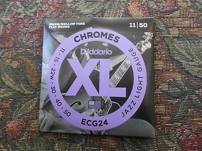 (01) set D Addario  chromes flat wound electric guitar strings 11-50 ECG24