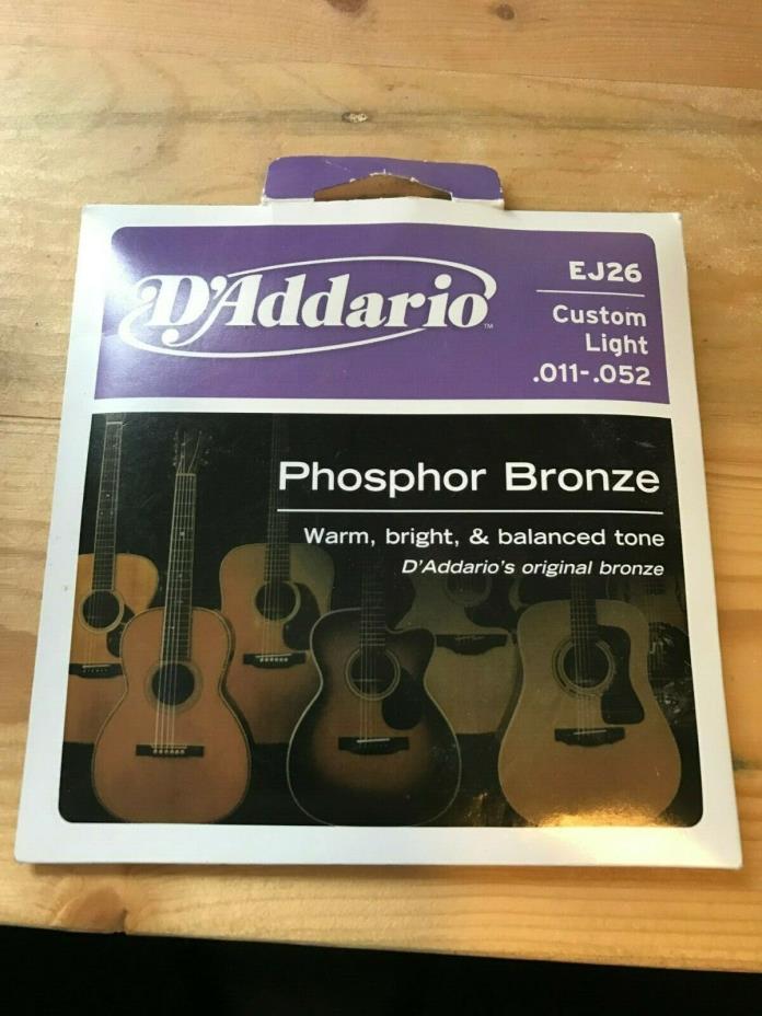 D'Addario Phosphor Bronze Acoustic Guitar Strings, Custom Light, 11-52 EJ26
