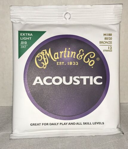 Martin Acoustic Guitar Strings 80/20 Bronze M-180 Extra Light-12String