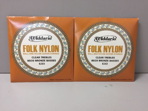 Lot Of 2 - D'ADDARIO EJ33 80/20 BALL END NYLON GUITAR STRINGS
