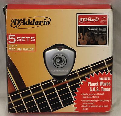 D'ADDARIO Guitar Strings Acoustic Medium EJ17 5SOS (Tuner + 5 sets strings)