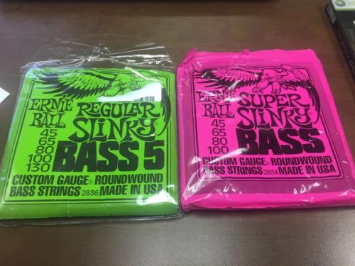 Ernie Ball 2834 Super Slinky And Regular 2836 Round Wound Bass Strings Lot Of 2