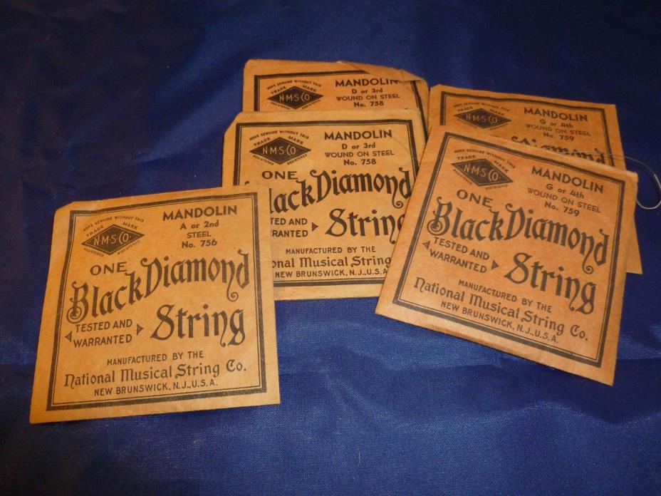 Vintage Black Diamond Mandolin Strings 1950's  5 Packs