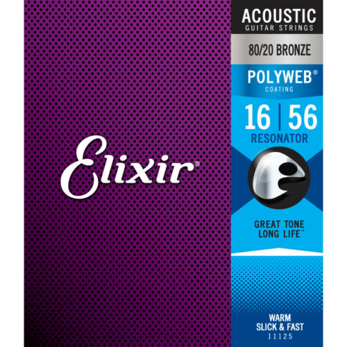 3 Sets Elixir 11125 Polyweb Resonator Guitar Strings 16-56