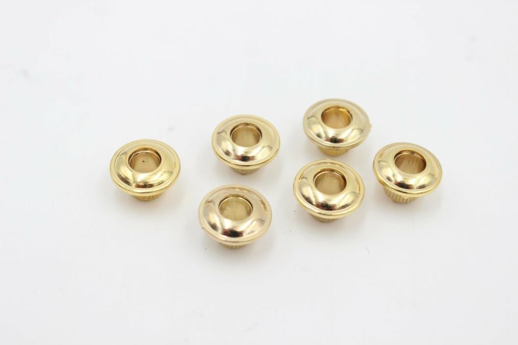 (6) Gold Guitar Tuner Ferrules / Bushing - Plastic - .24