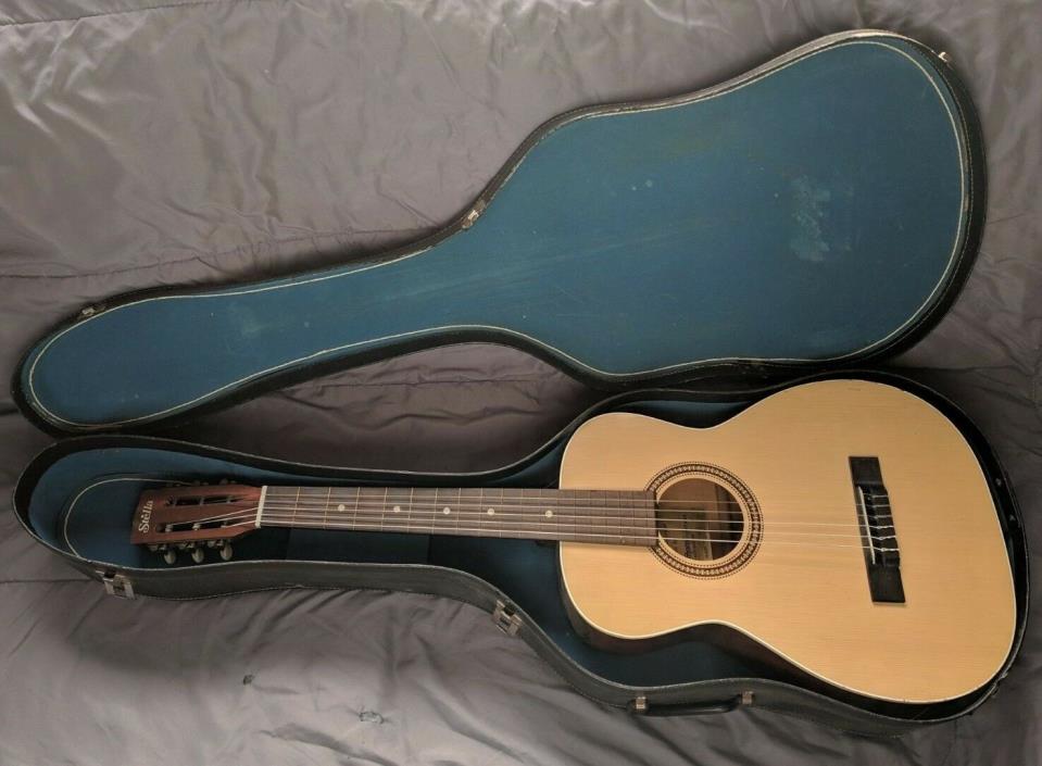 Vintage Stella Harmony H-6137 Guitar Made in Chicago 1972, with Case,