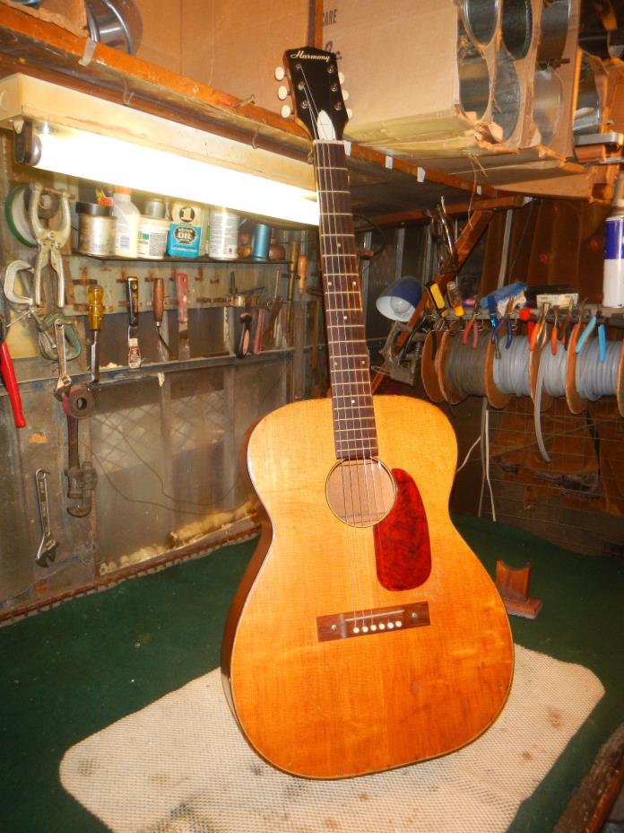 1960's Vintage Harmony Acoustic Guitar Mahogany Top Back sides rosewood board