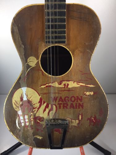 Wagon Train Acoustic Guitar Novelty Guitar 3/4 size TV Show For Display Rare