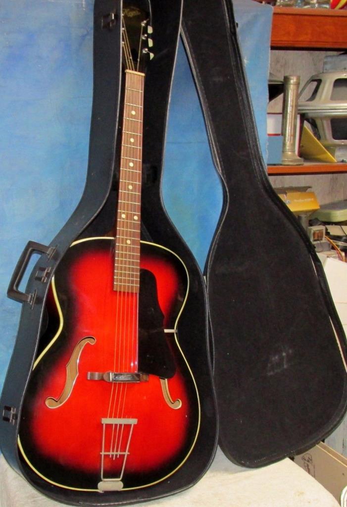 Vintage Rare ARNOLD HOYER Red Archtop Acoustic Guitar Germany U.S. Zone J0444