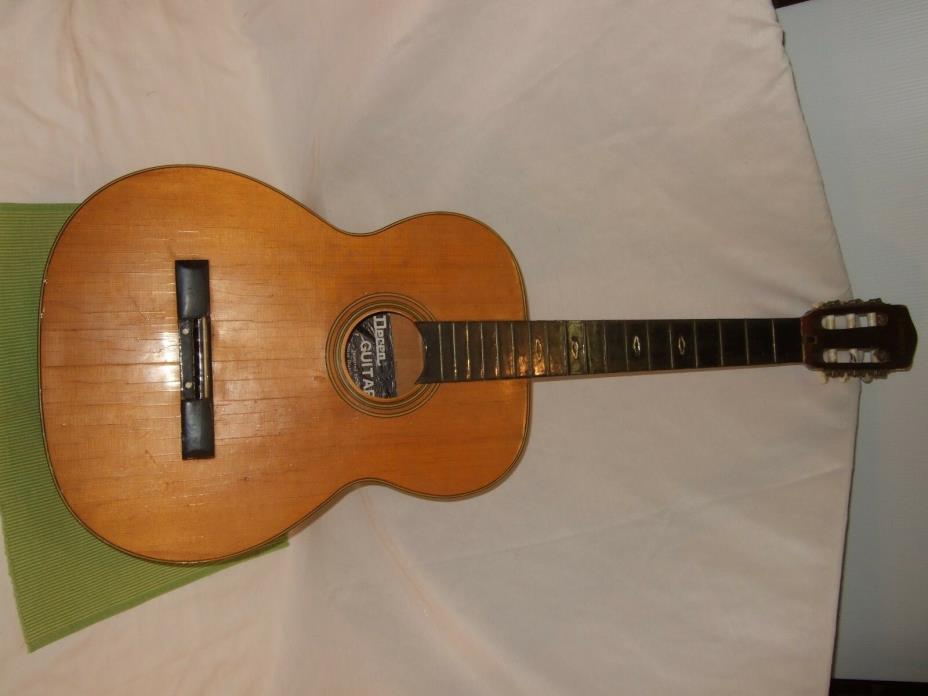 1960s Decca Made In Japan Natural Acoustic Guitar  Imported By Decca Ny NY Needs