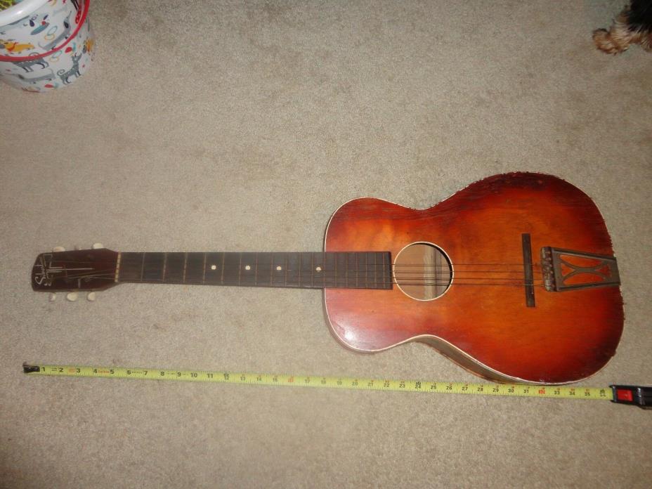 Wooden Vintage Silvertone Parlor Guitar