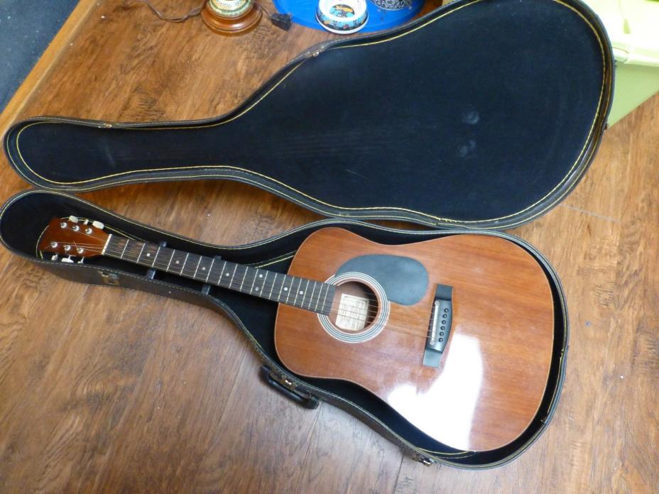 Vintage Harmony Acoustic Guitar with Case and Strings