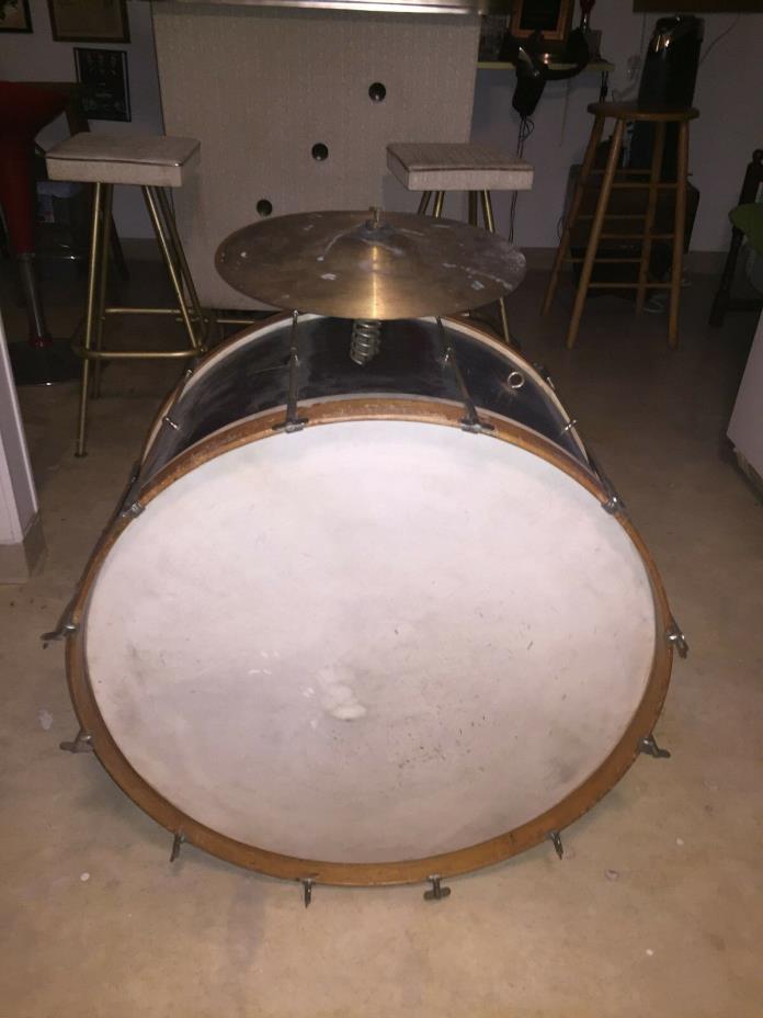 Ludwig Leedy Slingerland Vintage bass drum w' 2 feet / Cymbal & Hardware