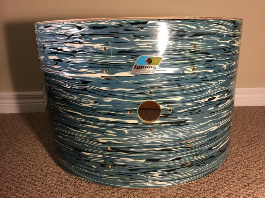 Vintage Ludwig Bass Drum Shell 1970s Blue/Olive Badge 22