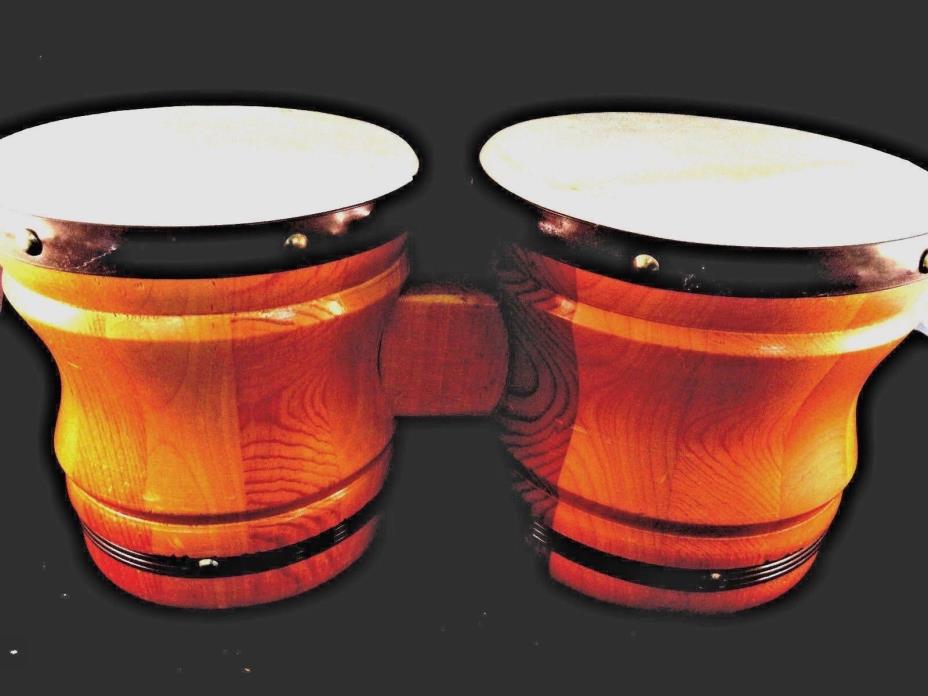 Hardwood Bongos, Handmade Vintage Brazilian Drums, made in Mexico